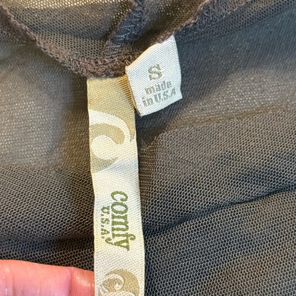 Comfy USA Greenish Gray Crinkle Long Sleeve Sheer Fairy Whimsy Goth Tunic Sz S - Picture 10 of 10